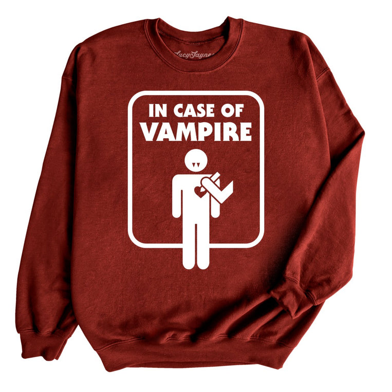 In Case of Vampire Graphic Sweatshirt - Garnet