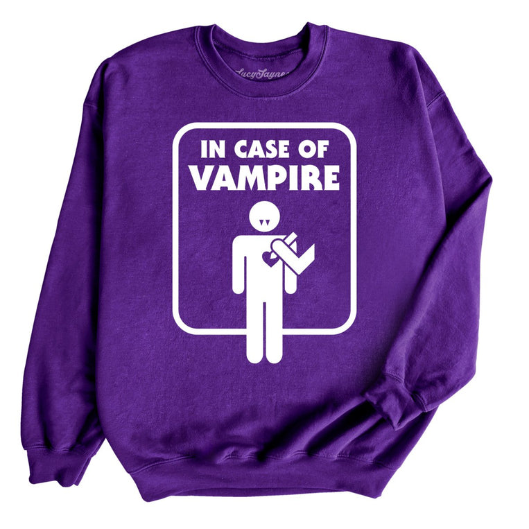 In Case of Vampire Graphic Sweatshirt - Purple
