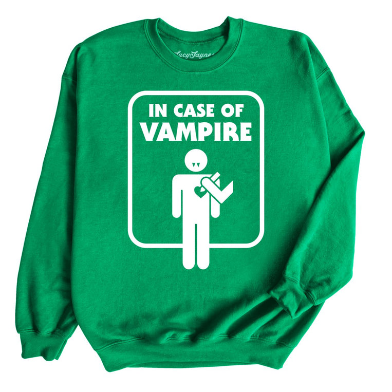 In Case of Vampire Graphic Sweatshirt - Irish Green