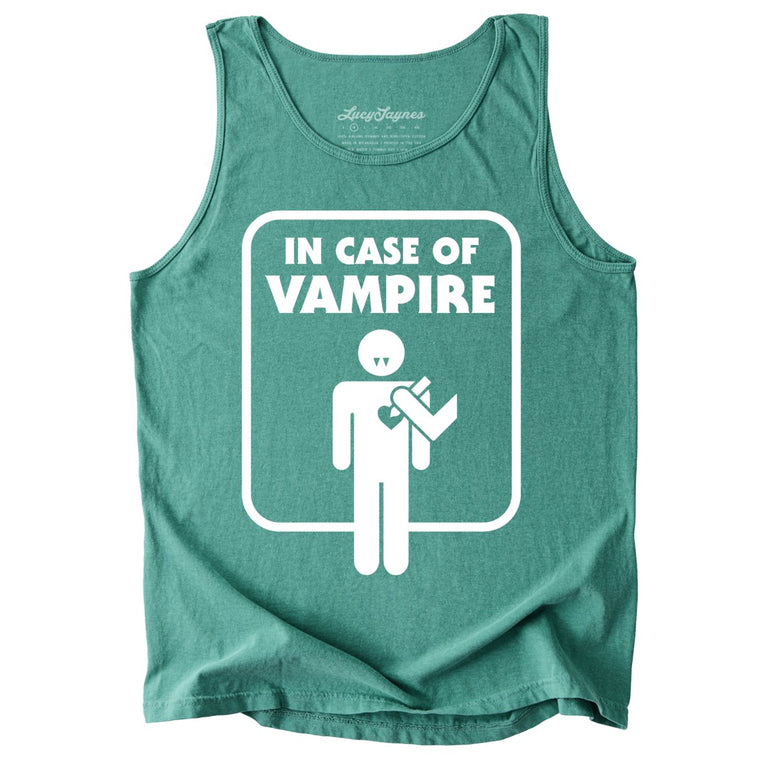 In Case of Vampire Comfort Colors Graphic Tank Top - Light Green