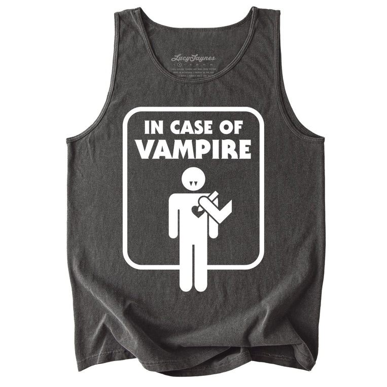 In Case of Vampire Comfort Colors Graphic Tank Top - Pepper