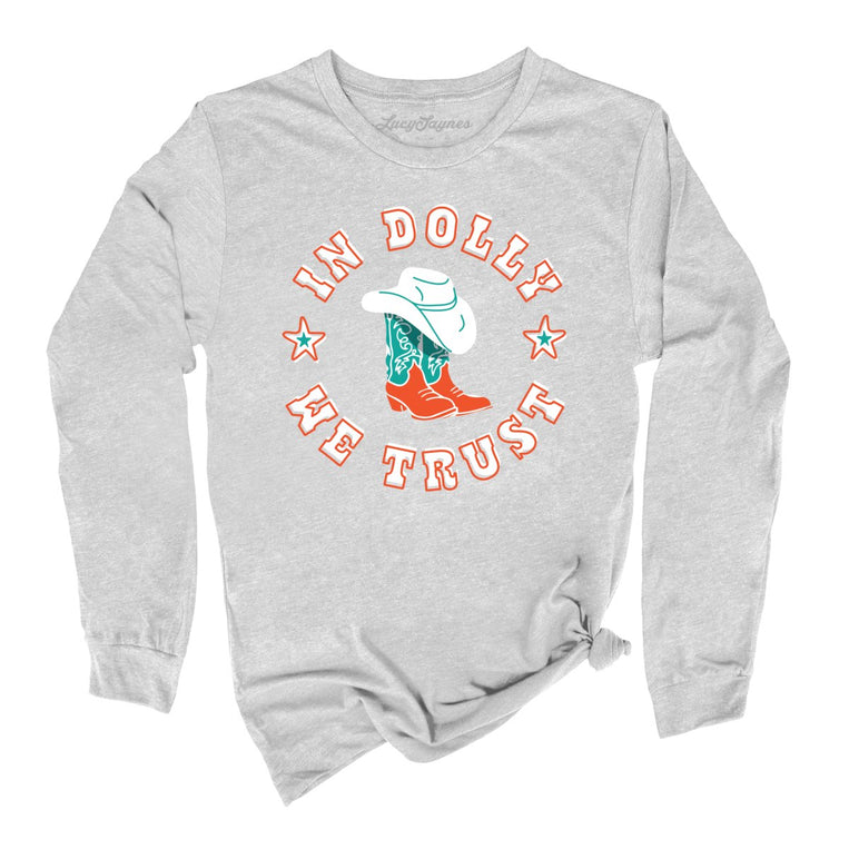 In Dolly We Trust Graphic Long Sleeve Tee - Athletic Heather