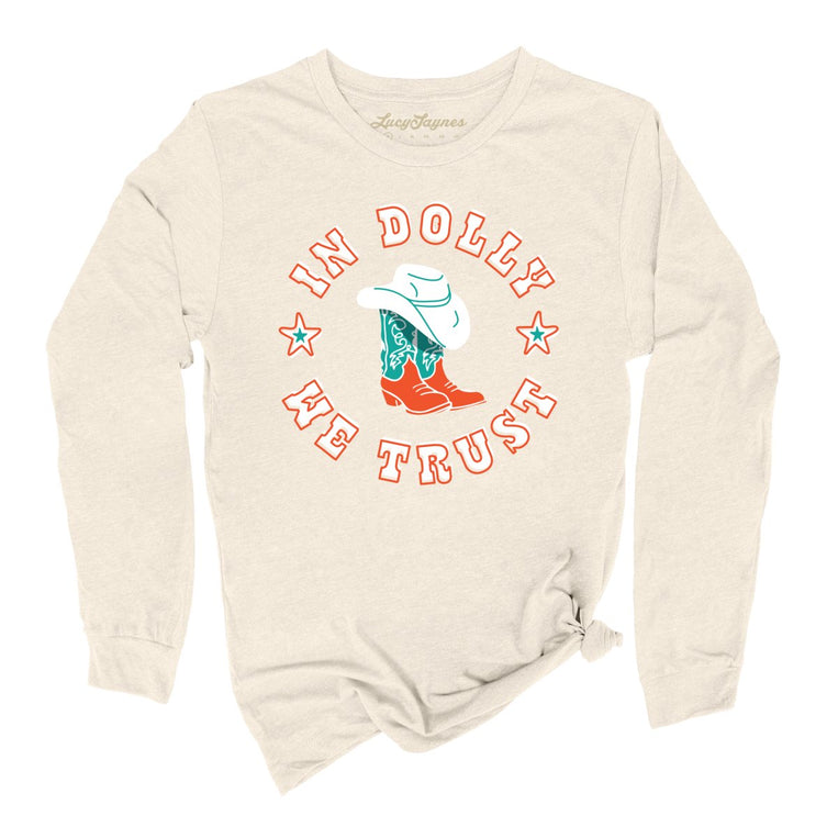 In Dolly We Trust Graphic Long Sleeve Tee - Natural