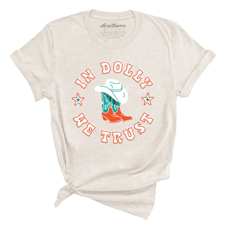In Dolly We Trust Graphic Tee - Heather Dust