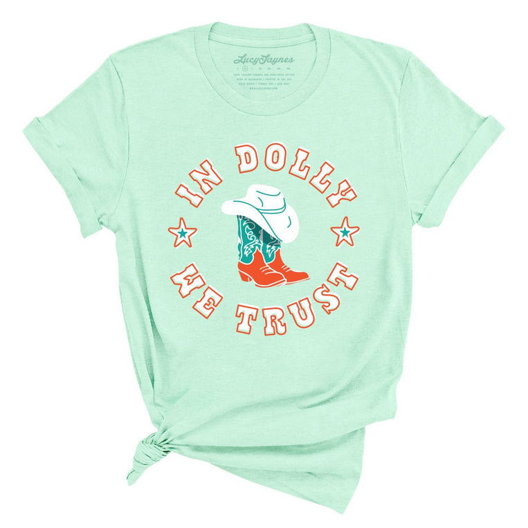 In Dolly We Trust Graphic Tee - Heather Mint