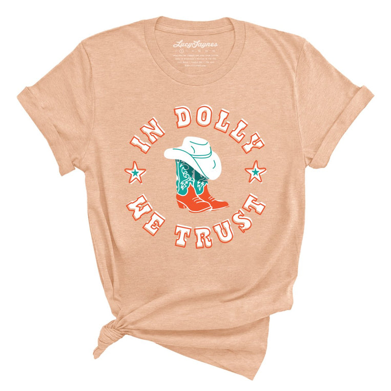 In Dolly We Trust Graphic Tee - Heather Peach