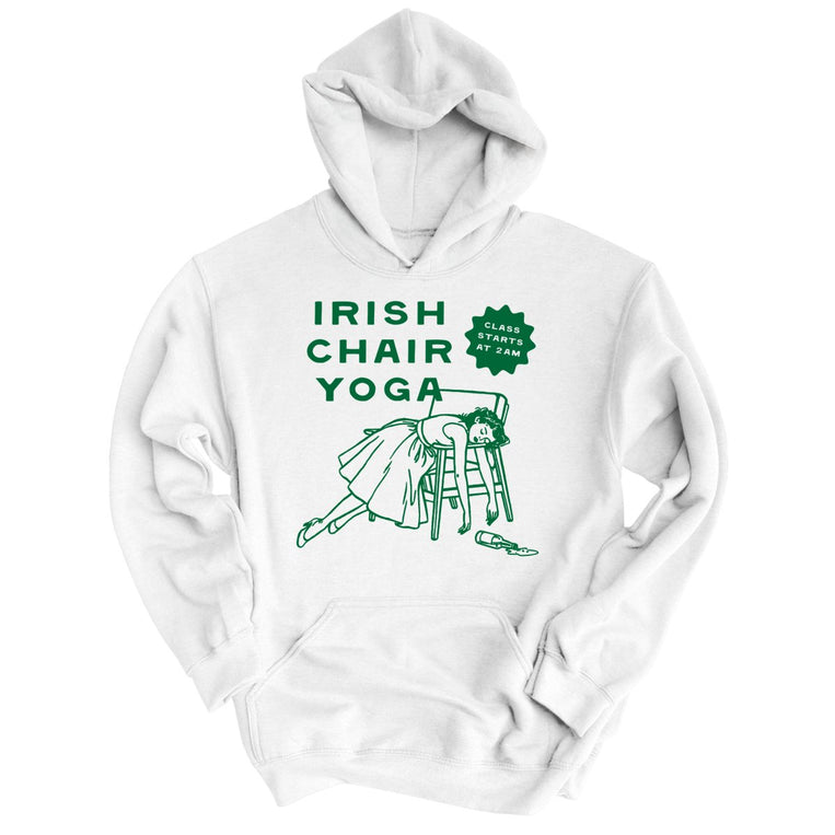 Irish Chair Yoga Graphic Hoodie - White