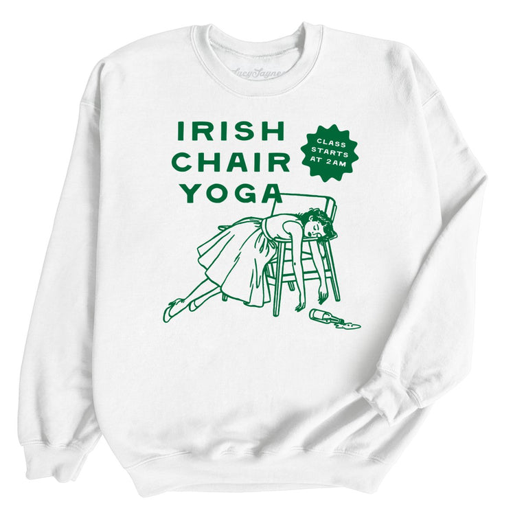 Irish Chair Yoga Graphic Sweatshirt - White
