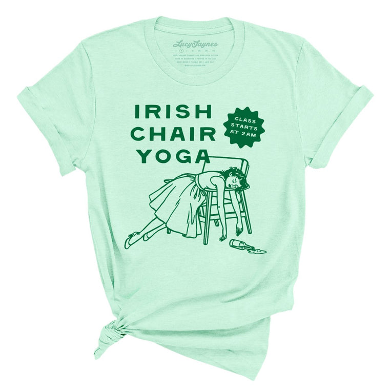 Irish Chair Yoga Graphic Tee - Heather Mint