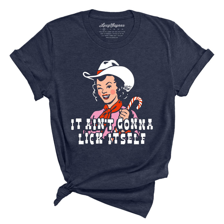 It Ain't Gonna Lick Itself Graphic Tee - Heather Midnight Navy