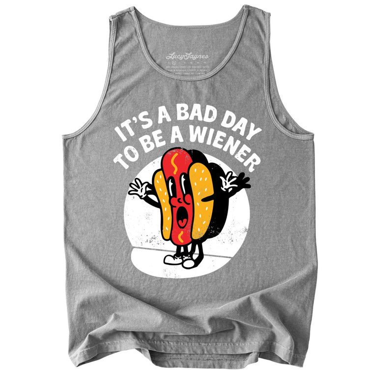 It's a Bad Day To Be a Wiener Comfort Colors Graphic Tank Top - Grey
