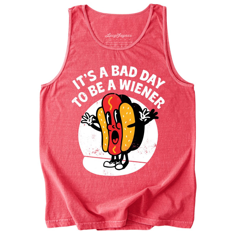 It's a Bad Day To Be a Wiener Comfort Colors Graphic Tank Top - Watermelon