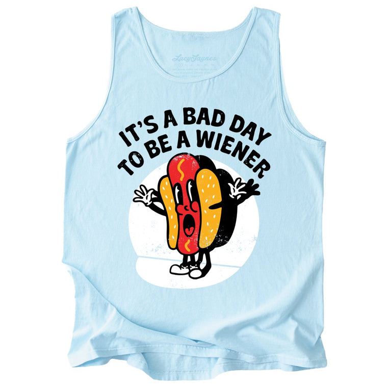 It's a Bad Day To Be a Wiener Comfort Colors Graphic Tank Top - Chambray