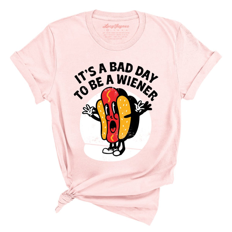 It's a Bad Day To Be a Wiener Graphic Tee - Soft Pink