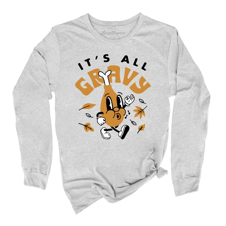 It's All Gravy Graphic Long Sleeve Tee - Athletic Heather