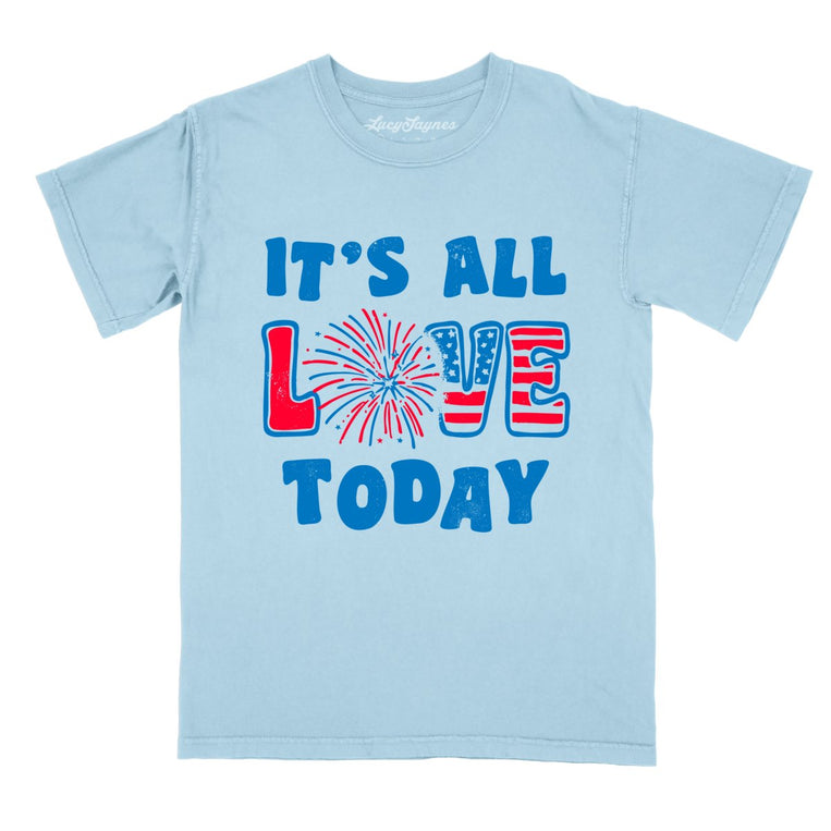 It's All Love Today Comfort Colors Graphic Tee - Chambray