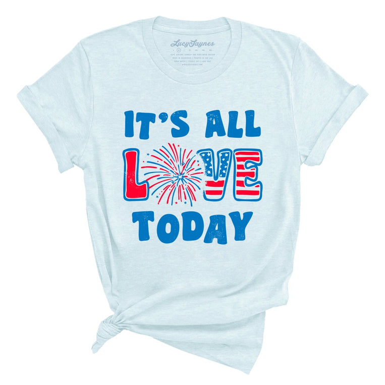 It's All Love Today Graphic Tee - Heather Ice Blue
