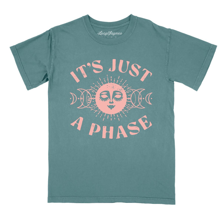It's Just A Phase Comfort Colors Graphic Tee - Blue Spruce