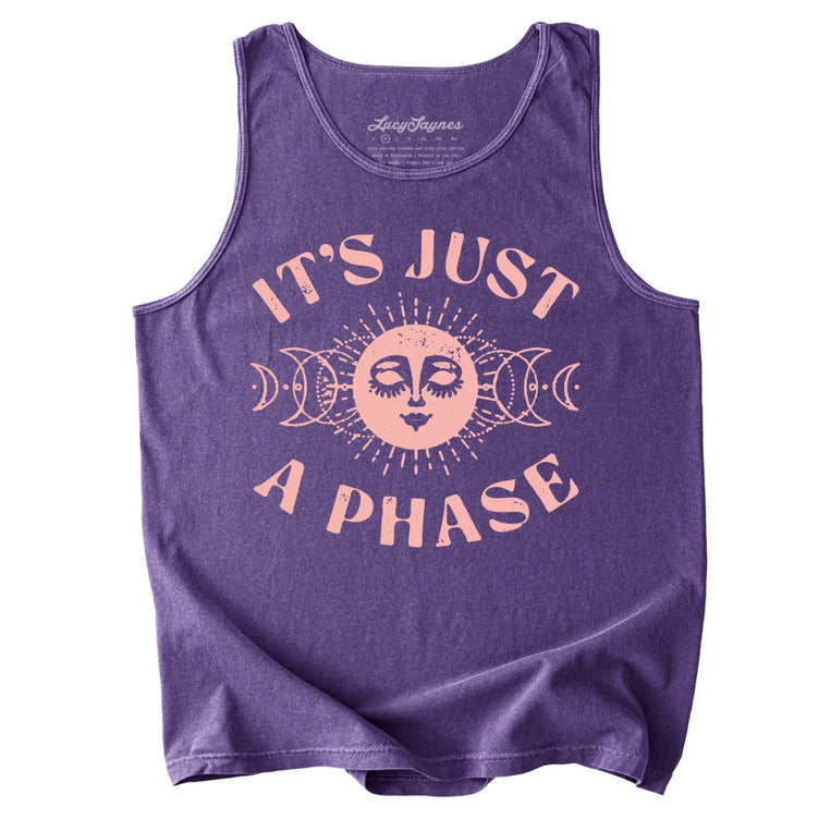 It's Just A Phase Comfort Colors Graphic Tank Top - Grape