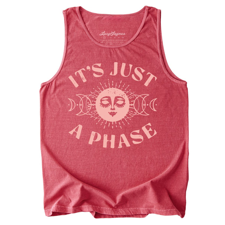 It's Just A Phase Comfort Colors Graphic Tank Top - Crimson