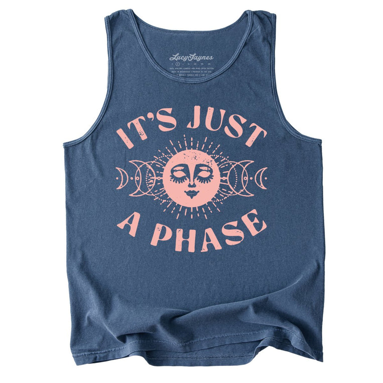 It's Just A Phase Comfort Colors Graphic Tank Top - Denim