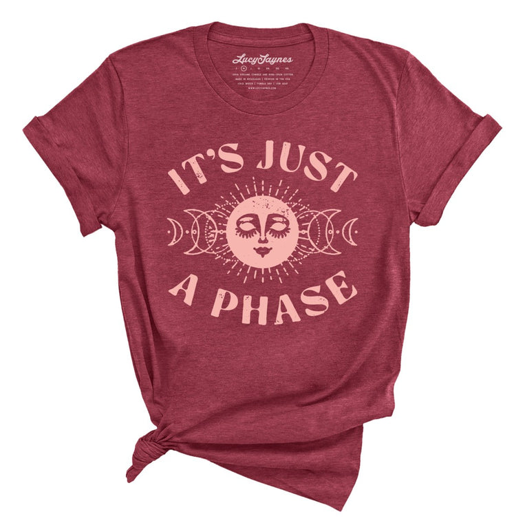 It's Just A Phase Graphic Tee - Heather Raspberry