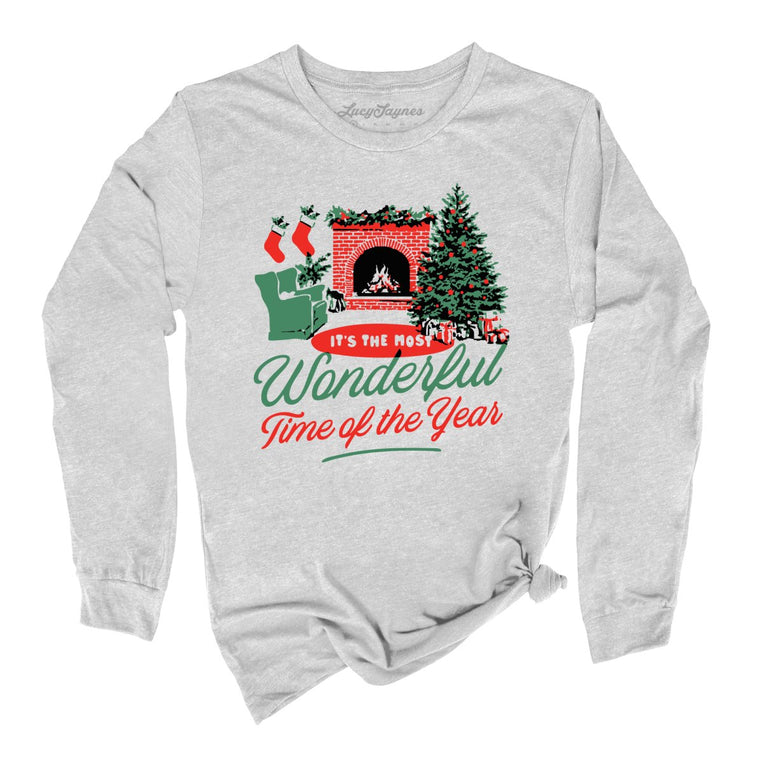 It's The Most Wonderful Time Of The Year Graphic Long Sleeve Tee - Athletic Heather
