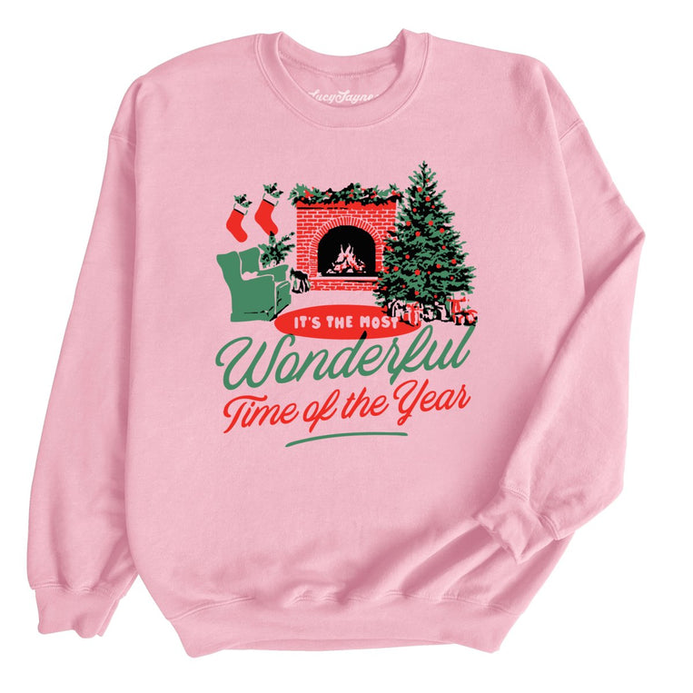 It's The Most Wonderful Time Of The Year Graphic Sweatshirt - Light Pink