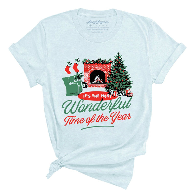It's The Most Wonderful Time Of The Year Graphic Tee - Heather Ice Blue