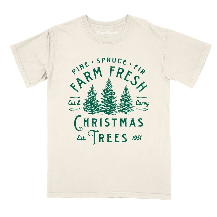 Farm Fresh Christmas Trees Comfort Colors Graphic Tee - Ivory