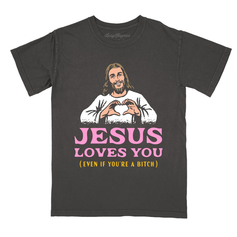 Jesus Loves You Comfort Colors Graphic Tee - Pepper