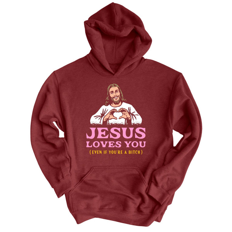 Jesus Loves You Graphic Hoodie - Maroon