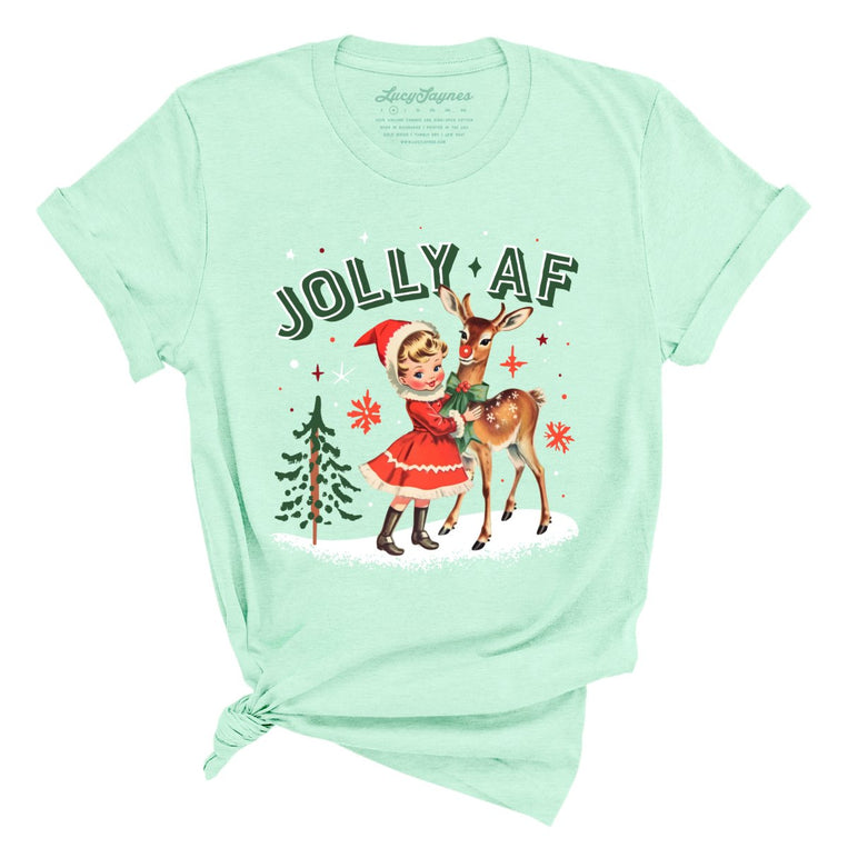 Jolly AF Graphic Tee - Heather Mint