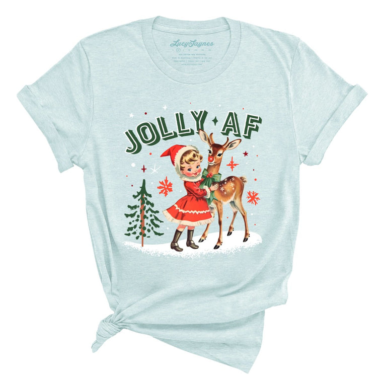 Jolly AF Graphic Tee - Heather Ice Blue