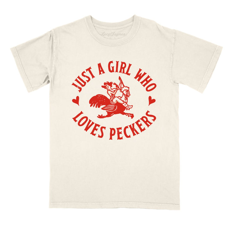 Just a Girl Who Loves Peckers Comfort Colors Tee