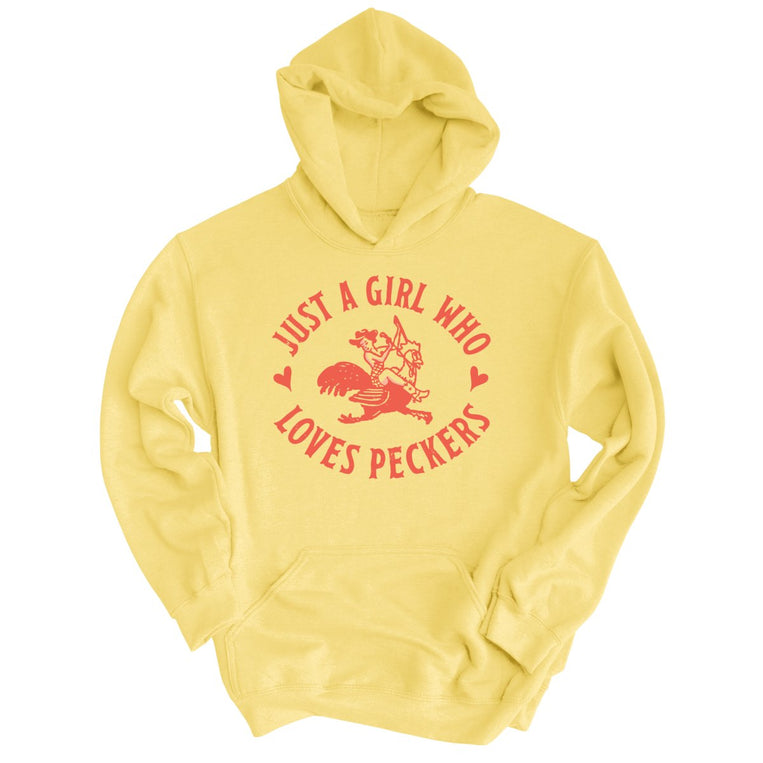 Just a Girl Who Loves Peckers Graphic Hoodie - Light Yellow