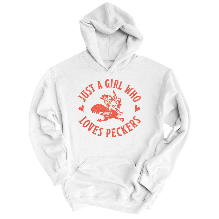 Just a Girl Who Loves Peckers Graphic Hoodie - White