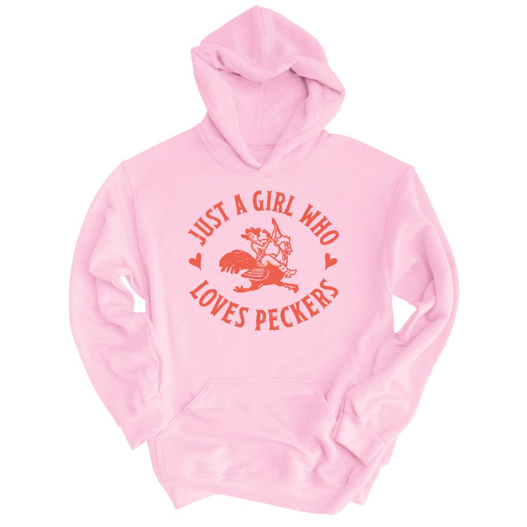 Just a Girl Who Loves Peckers Graphic Hoodie - Light Pink