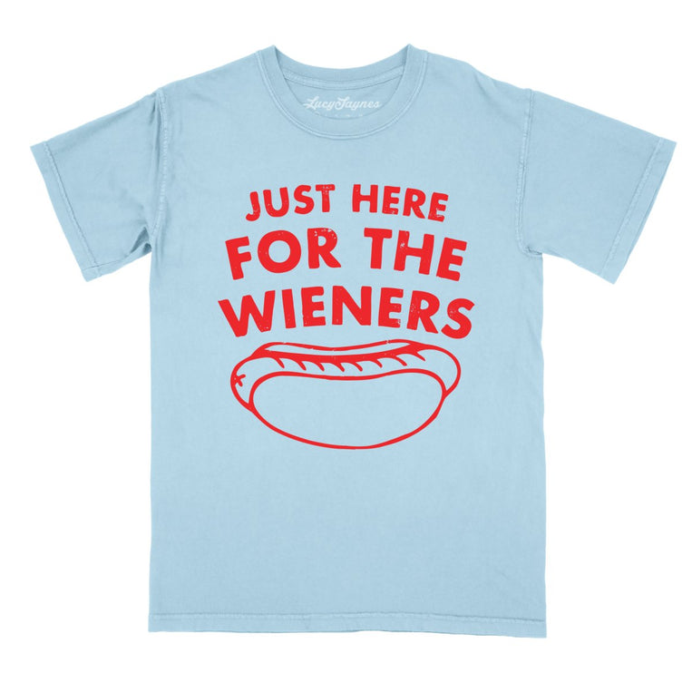 Just Here For The Wieners Comfort Colors Graphic Tee - Chambray