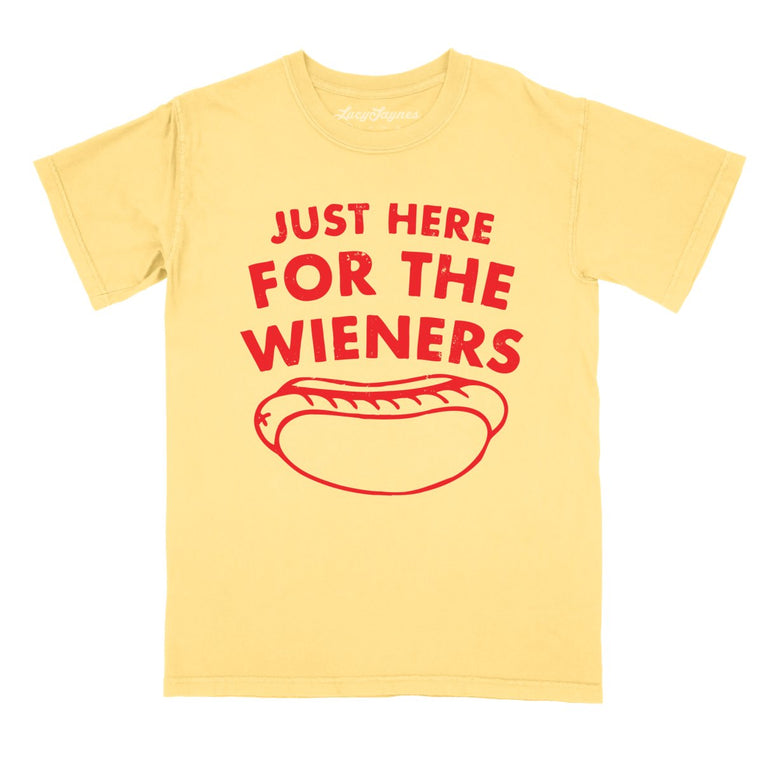 Just Here For The Wieners Comfort Colors Graphic Tee - Butter