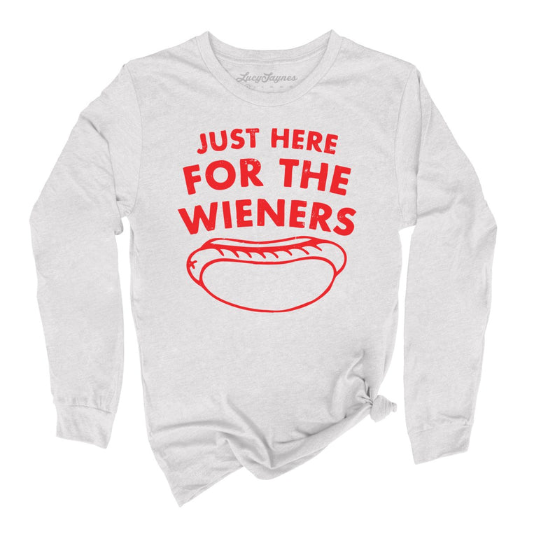 Just Here For The Wieners Graphic Long Sleeve Tee - Ash