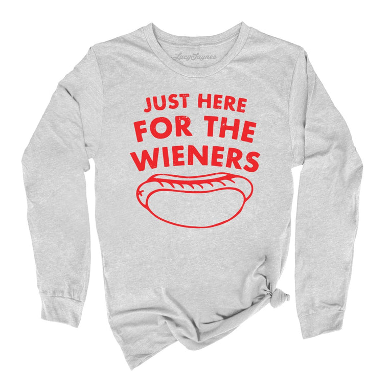 Just Here For The Wieners Graphic Long Sleeve Tee - Athletic Heather