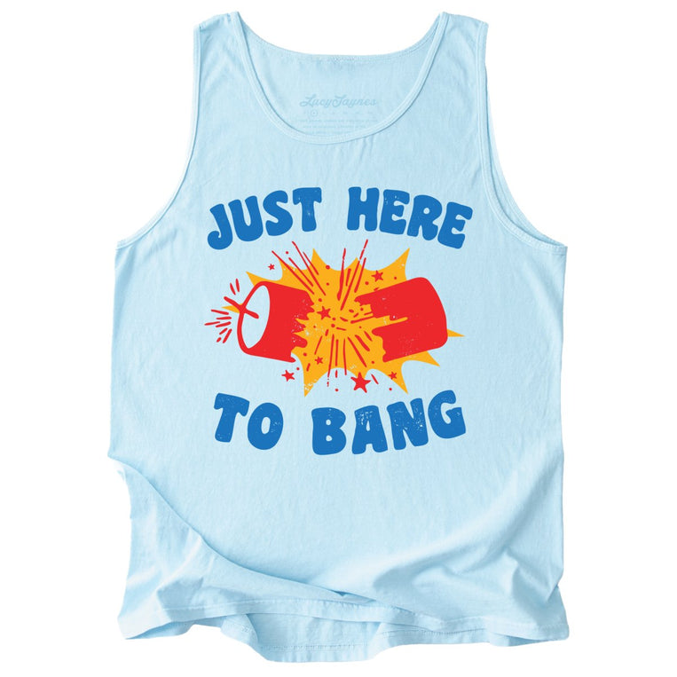 Just Here To Bang Comfort Colors Graphic Tank Top - Chambray