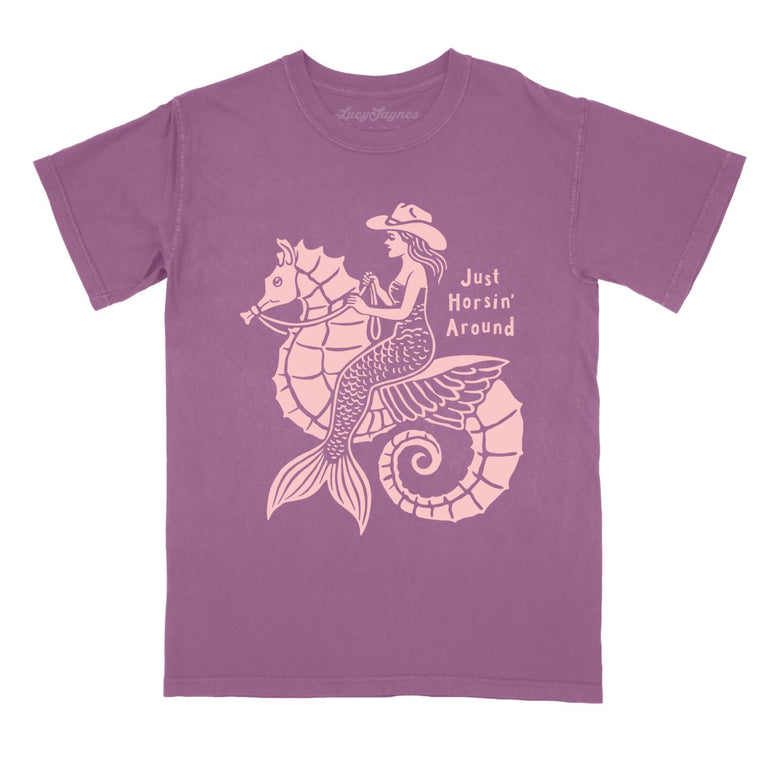 Just Horsin' Around Comfort Colors Graphic Tee - Berry