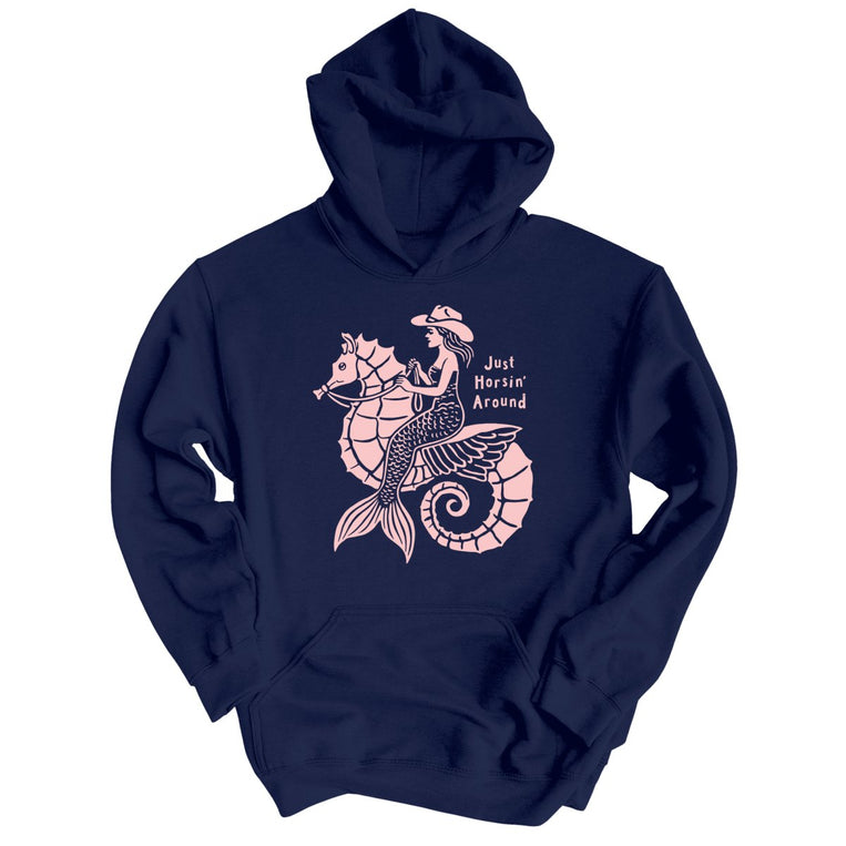 Just Horsin' Around Graphic Hoodie - Navy