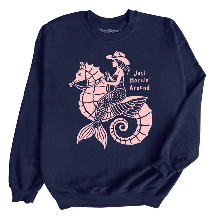 Just Horsin' Around Graphic Sweatshirt - Navy