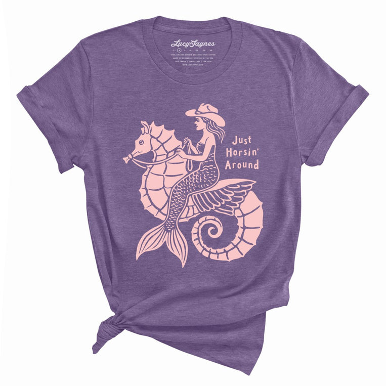 Just Horsin' Around Graphic Tee - Heather Purple