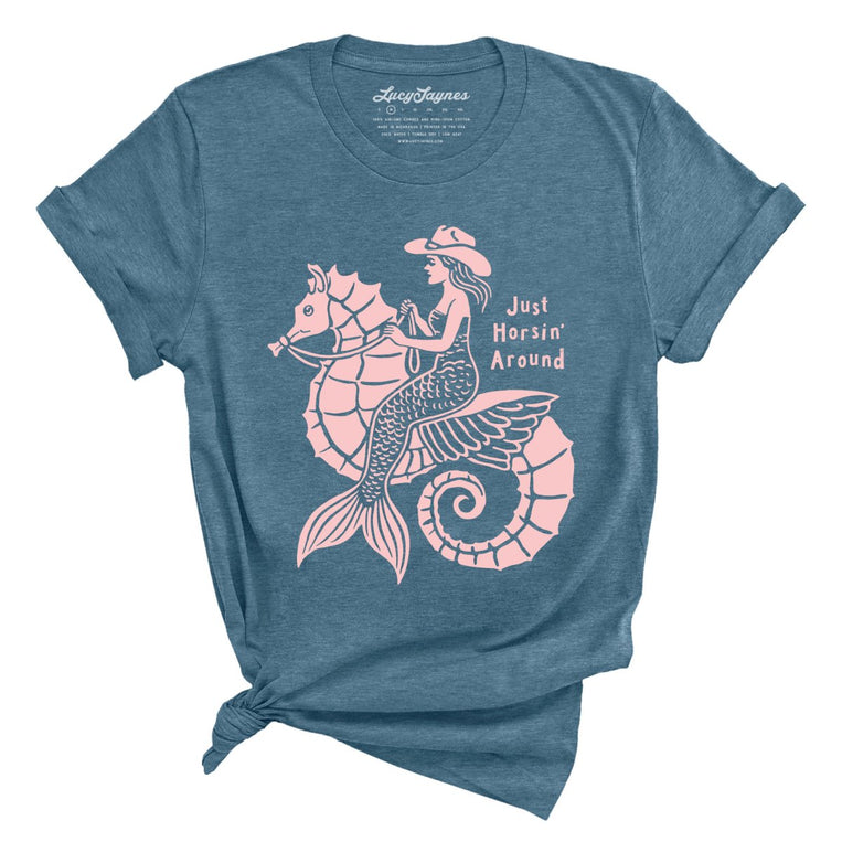 Just Horsin' Around Graphic Tee - Heather Deep Teal