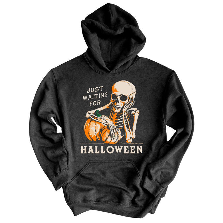 Just Waiting For Halloween Graphic Hoodie - Charcoal Heather
