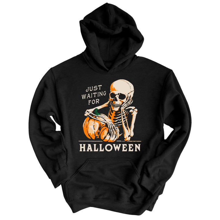 Just Waiting For Halloween Graphic Hoodie - Black